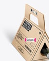 Triangular Kraft Box with Wine Bottle Mockup