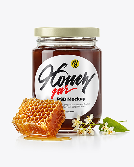 Clear Glass Jar with Buckwheat Honey Mockup - Realistic mockups