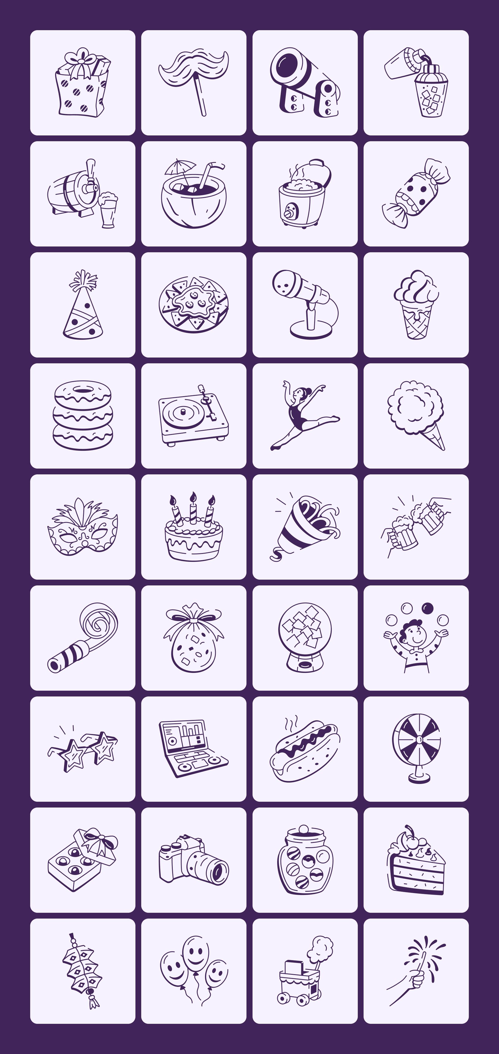 Party and Firework Doodle Set