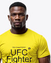 Black Male UFC Fighter Wearing T-Shirt & Shorts Mockup