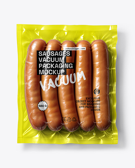 Clear Plastic Flow-Pack with Sausages Mockup
