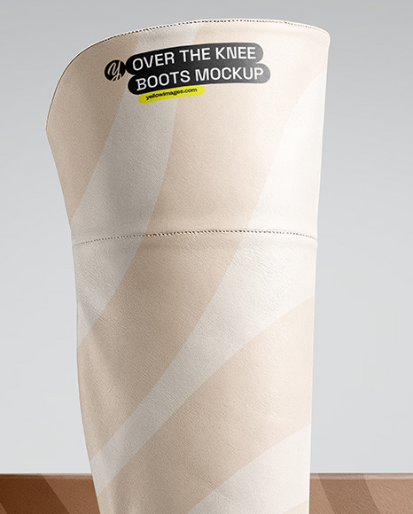 Women's Over-The-Knee Boots with Shoe Box Mockup