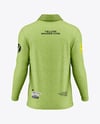 Men's Heather Long Sleeve Polo Shirt Mockup - Back View