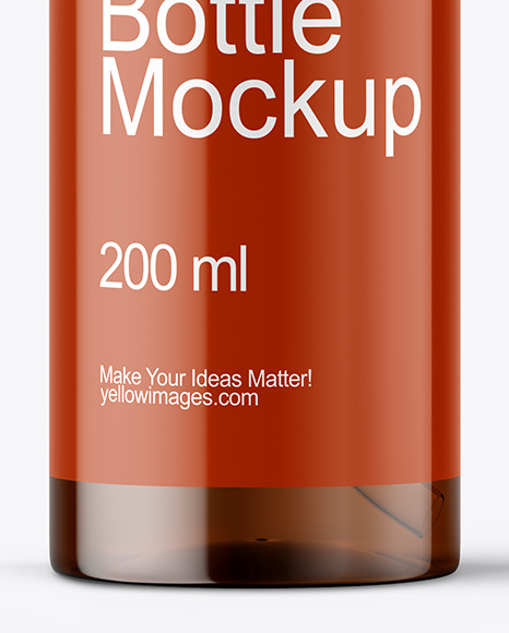 Amber Cosmetic Bottle with Pump Mockup