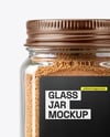 Clear Glass Square Jar with Ground Nutmeg Mockup