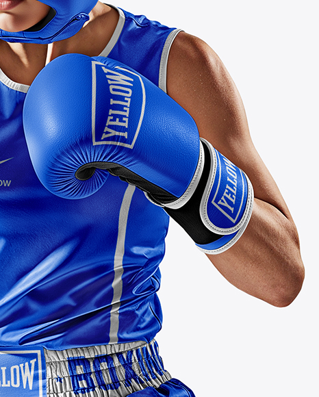 Woman Wearing Boxing Kit with Jersey and Shorts Mockup