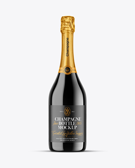Dark Glass Champagne Bottle Mockup