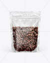 Transparent Pouch with Coffee Beans Mockup