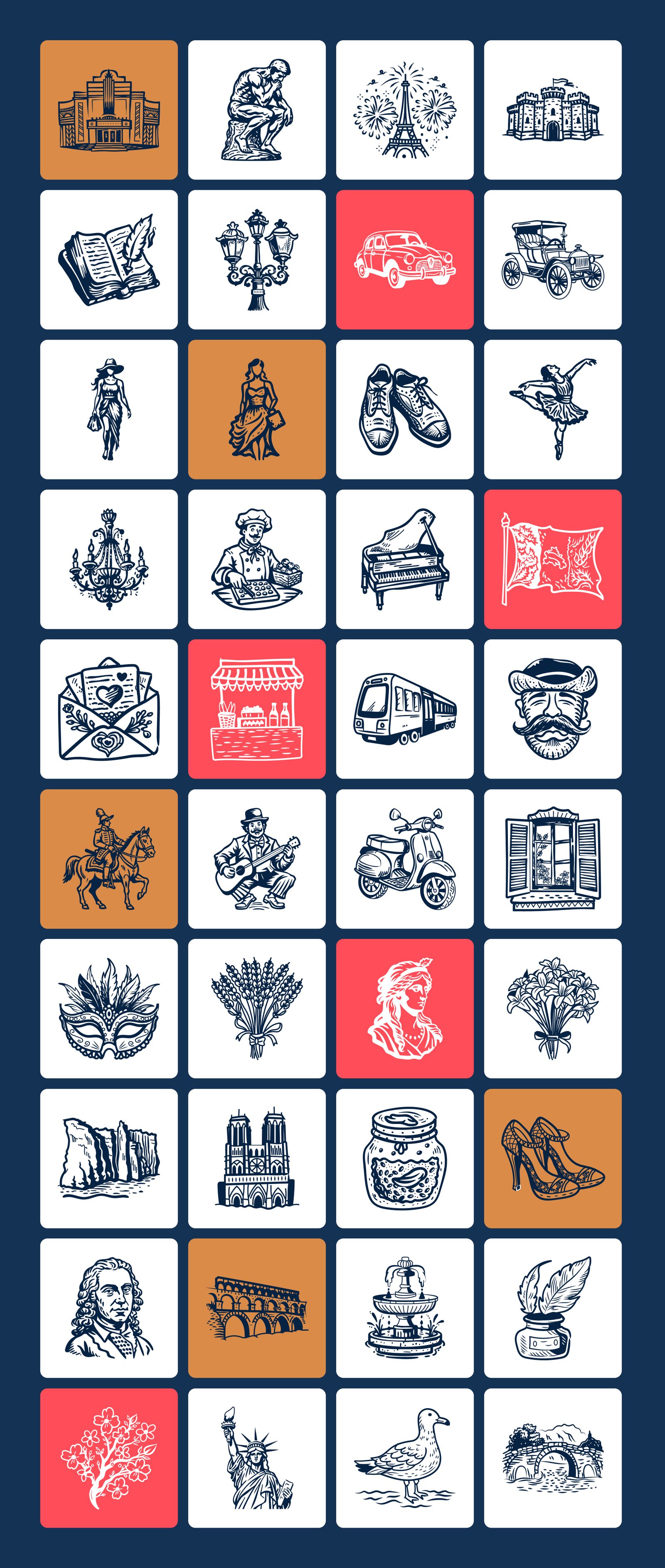 French Doodle Icons Collection