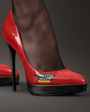 Pair of Stilettos on Woman's Legs with Pantyhose Mockup