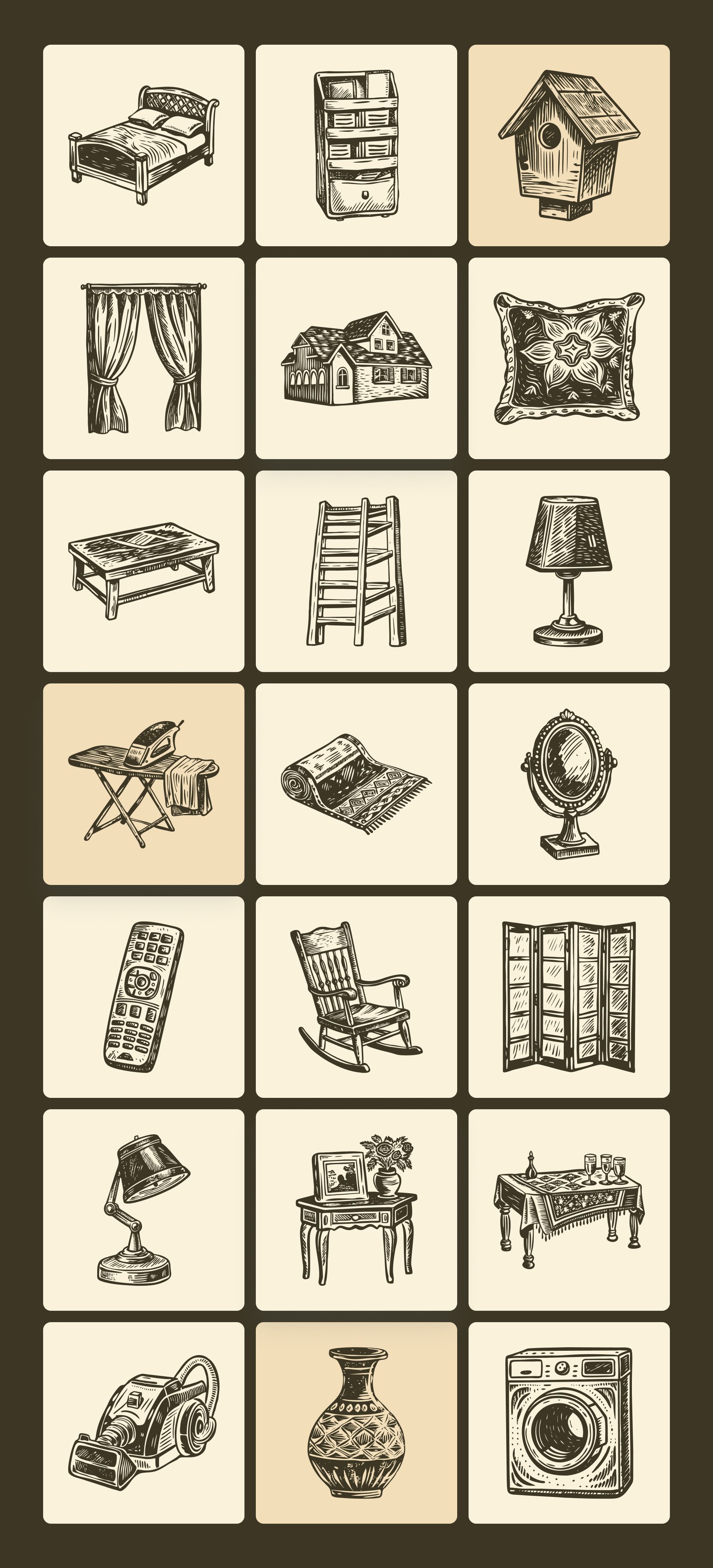 Vintage Home Illustration Set