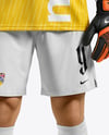 Soccer Goalkeeper Wearing Long Sleeve Jersey and Shorts Mockup