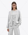 Woman Wearing a Cardigan and T-shirt Mockup