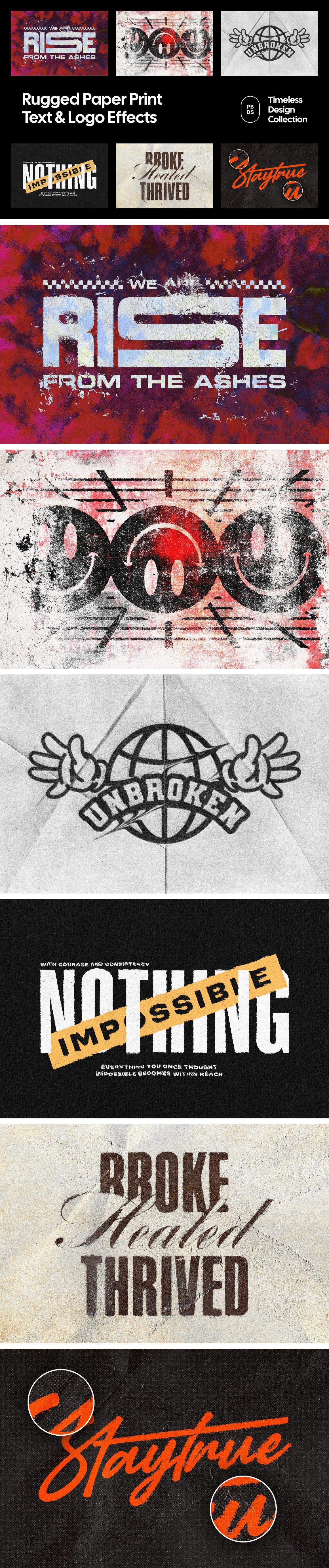 Rugged Paper Print Text &amp; Logo Effects