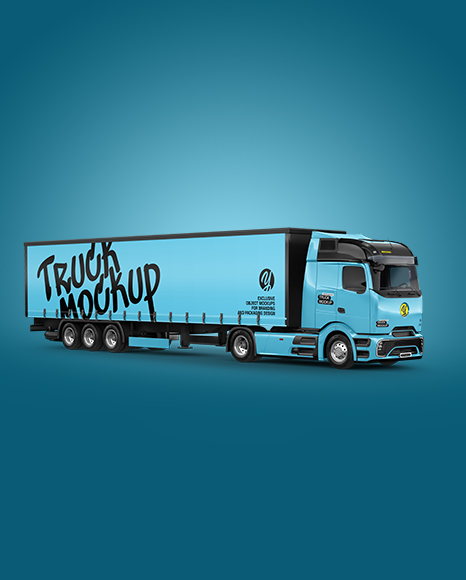 Semi Trailer Truck Mockup - Half Side View