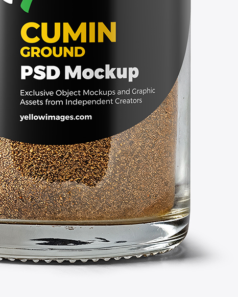 Clear Glass Jar with Ground Cumin Mockup