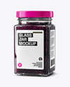 Square Glass Jar with Blueberry Jam Mockup
