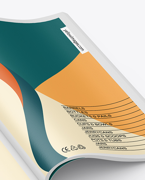 Opened Magazine Mockup - Half Side View