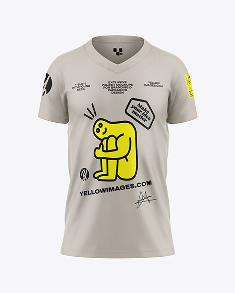 Kids V-Neck T-Shirt Mockup - Front View