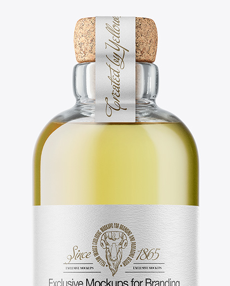 Golden Tequila Bottle with Cork Mockup