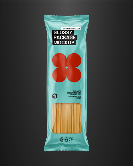 Glossy Package with Pasta Mockup