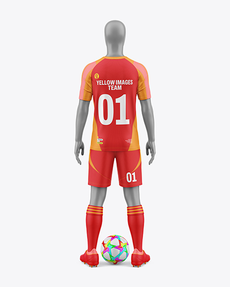 Training Short Sleeve Full Soccer Kit Mockup - Back View