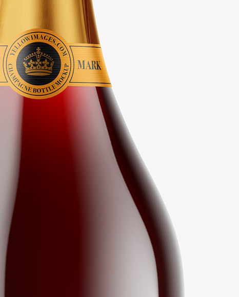 Clear Glass Red Champagne Bottle Mockup