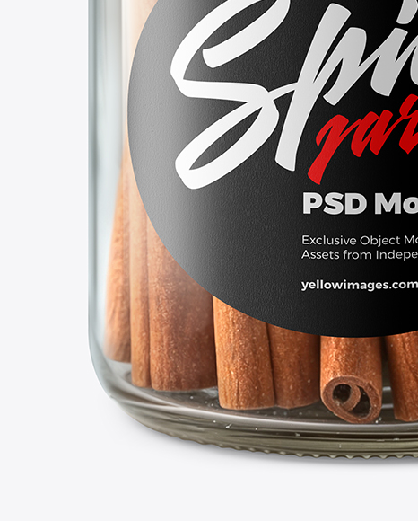 Clear Glass Jar with Cinnamon Sticks Mockup