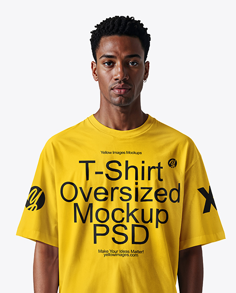 Black Man Wearing Oversize T-Shirt Mockup