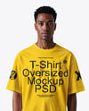 Black Man Wearing Oversize T-Shirt Mockup