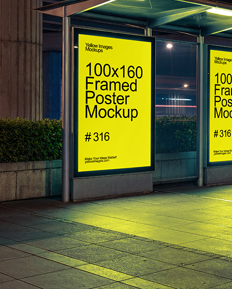 Bus Stop with Posters Mockup