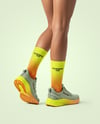 Pair Of Running Shoes Mockup on Women's Legs Mockup