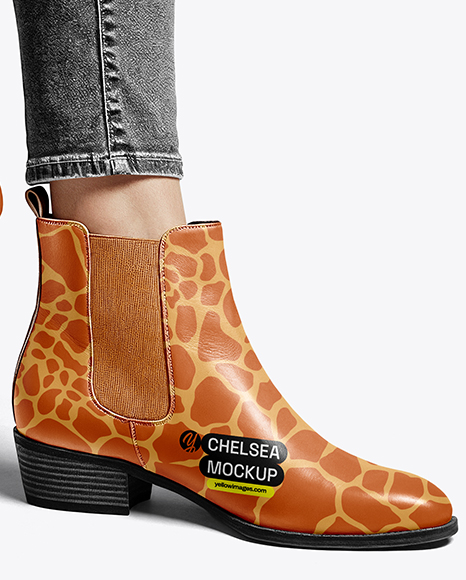 Chelsea Boots on Woman's Legs with Jeans Mockup