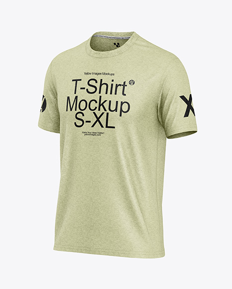 Heather T-Shirt Mockup - Half Side View - Apparel mockups