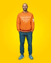 Man Wearing a Sweatshirt and Pants Mockup