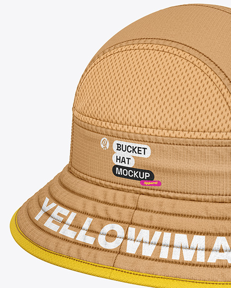 Ripstop Bucket Hat Mockup - Back Half Side View