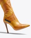 Pair of Over-The-Knee Boots on Women's Legs on Stool Mockup