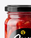 Clear Glass Jar with Strawberry Jam Mockup