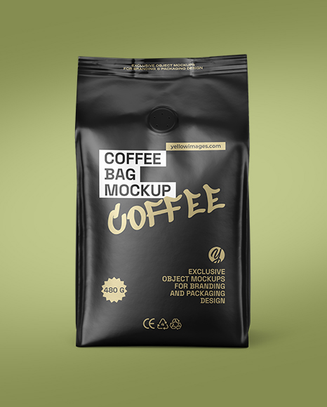 Matte Coffee Bag with Valve Mockup