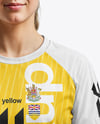 Woman Wearing Raglan Soccer Jersey and Shorts Mockup