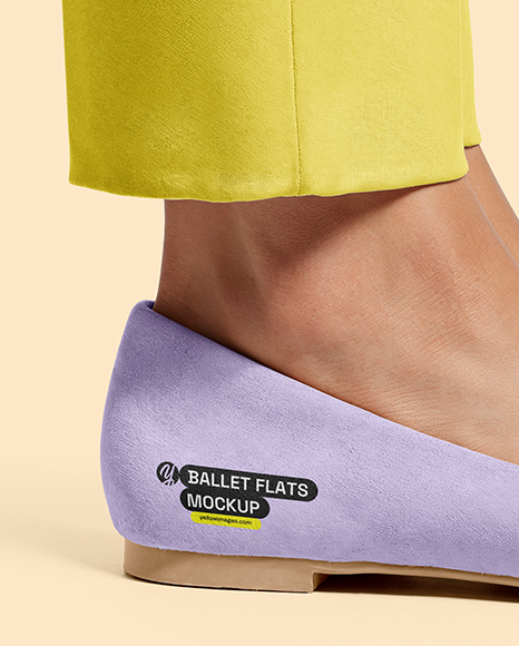 Suede Ballet Flats on Woman's Legs Mockup