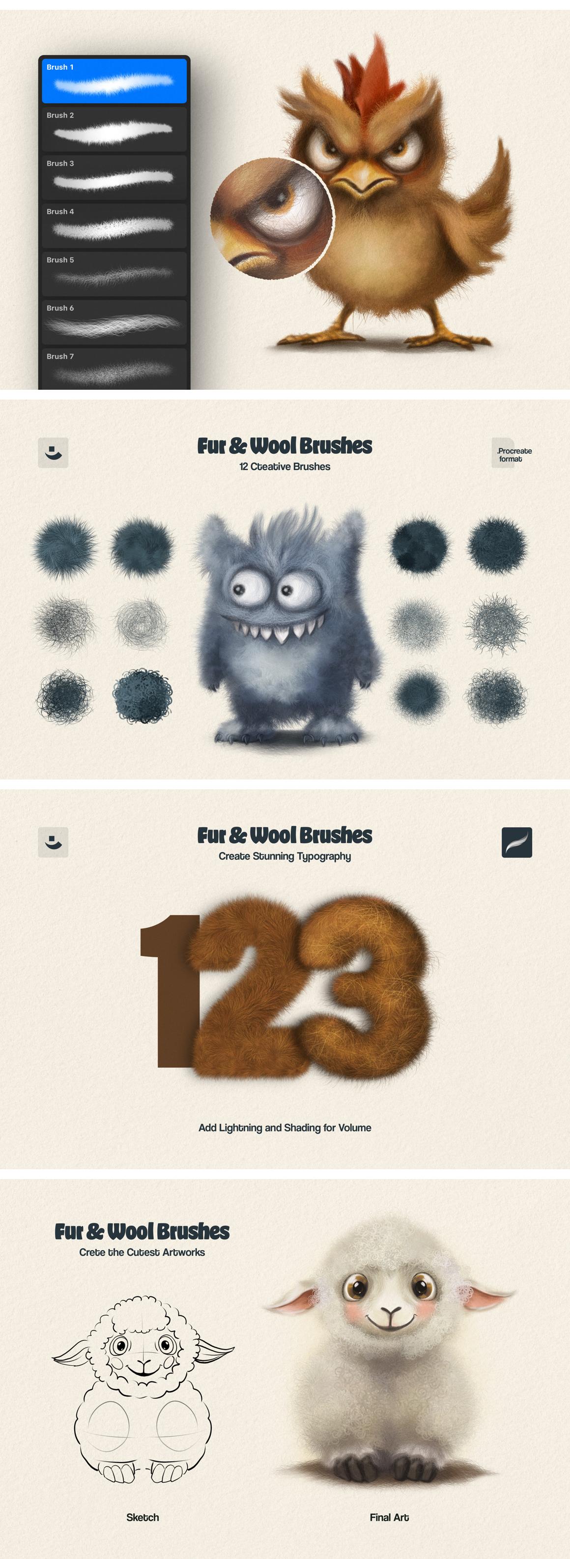 Fur Brushes for Procreate