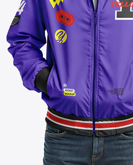 Young Man Wearing Harrington Jacket and Jeans Mockup