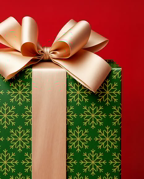 Gift Box with Gold Bow Mockup