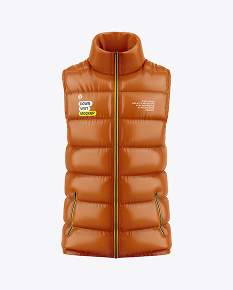 Glossy Down Vest Mockup - Black tracksuit mockup