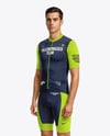Man Wearing Cycling Jersey and Bib Shorts Mockup