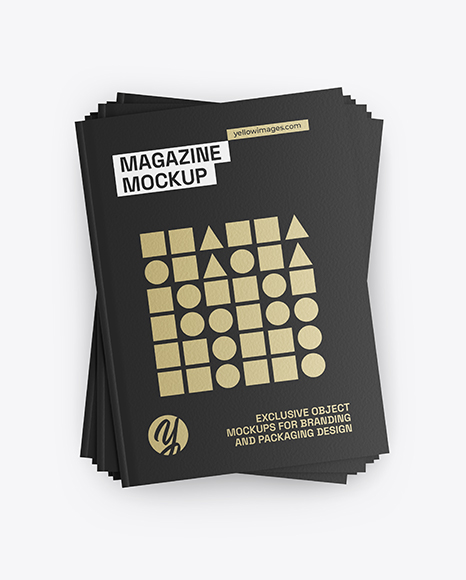 Seven Magazines Mockup - Top View