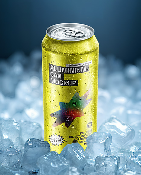Aluminium Can in Ice Mockup