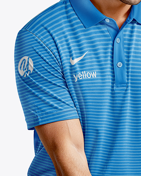 Man Wearing Golf Shirt and Shorts with Ball Mockup