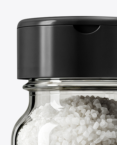 Glass Jar with Coarse Sea Salt Mockup